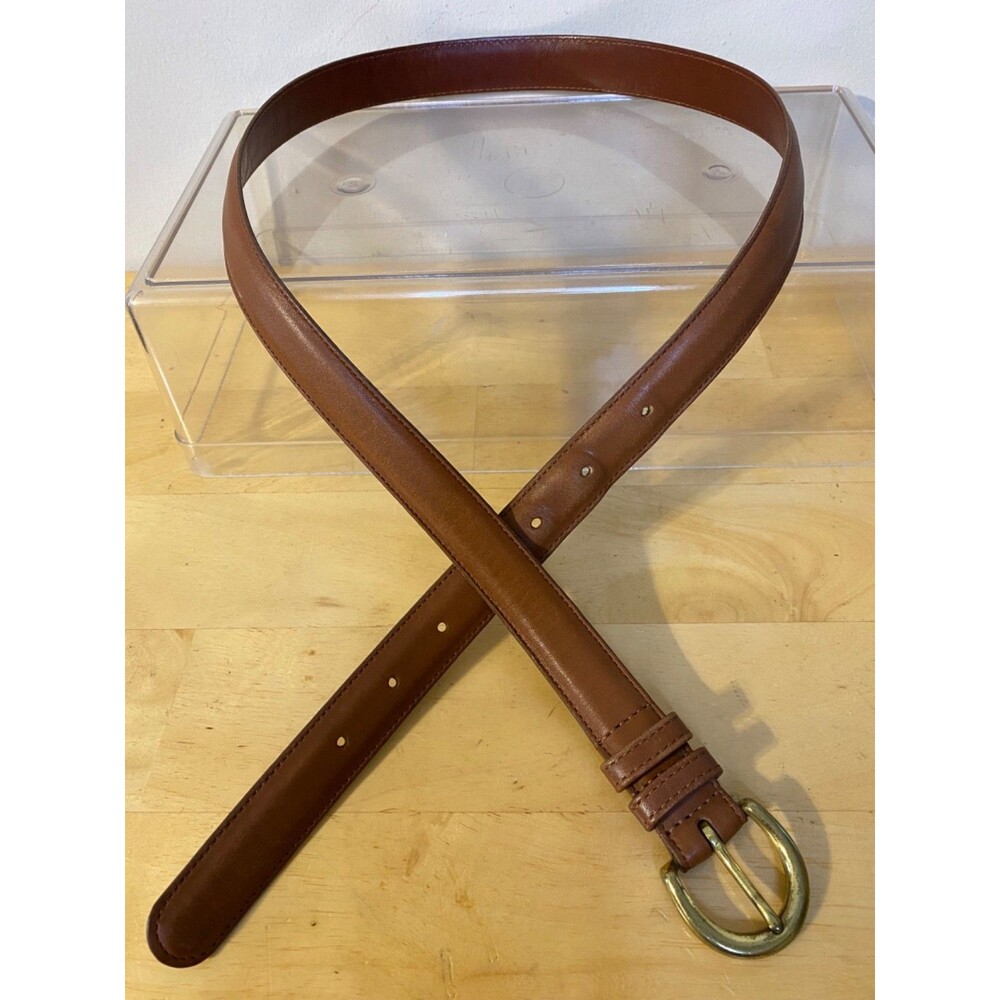 Vintage Coach Women's Brown Leather Brass Buckle 8400 Belt SZ L